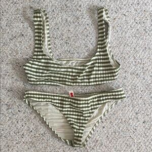 SOLID & STRIPED Green and White Striped Bikini
